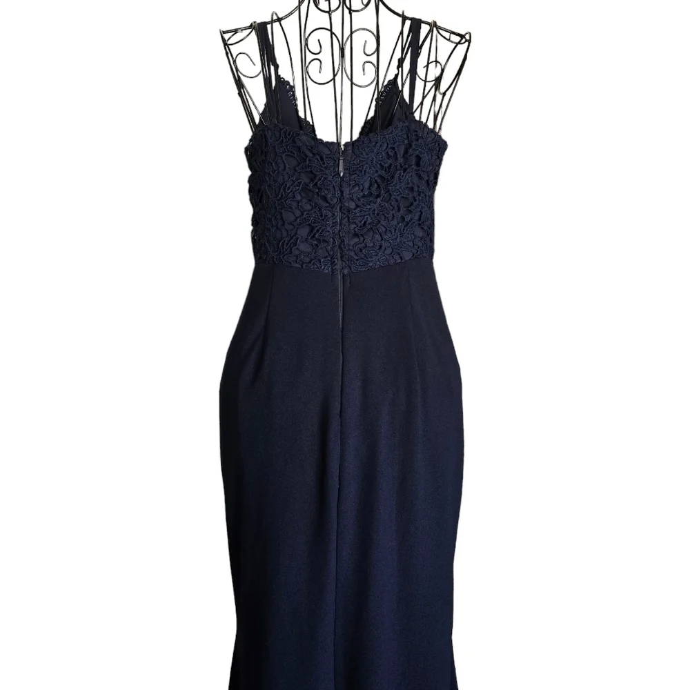 🔥Lulu's Leandra Navy Blue Lace Maxi Dress, Size S